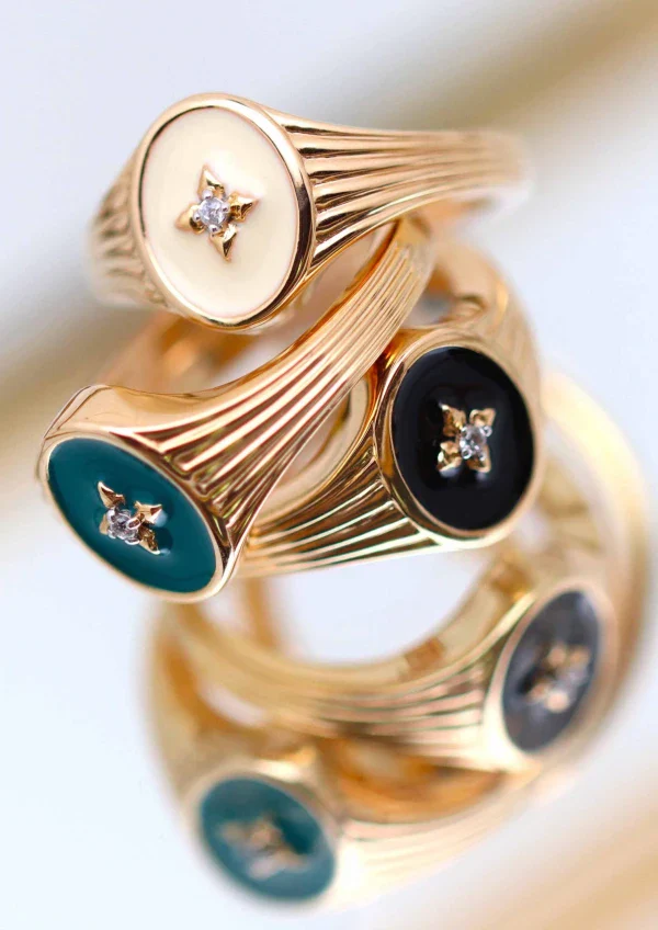 Bague blanche et plaqué or motifs ère Edouardienne I Honorine - Image 3