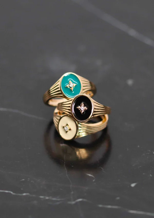 Bague bleue et plaqué or motifs ère Edouardienne I Honorine - Image 3