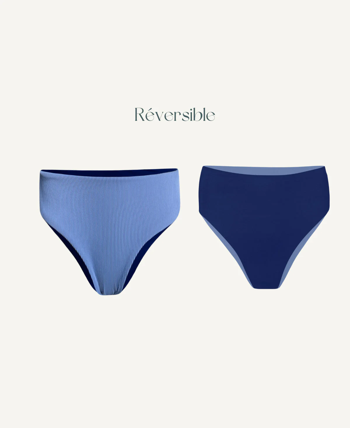 Bas de maillot de bain réversible violet et bleu marine - Image 3