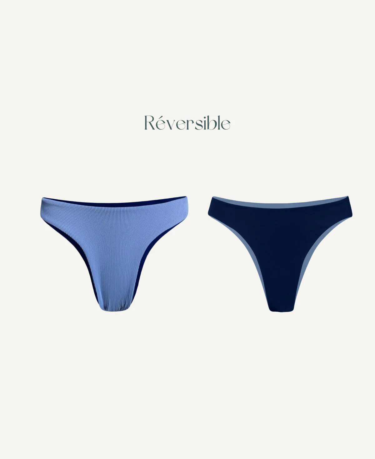 Bas de maillot de bain tanga réversible violet et bleu marine - Image 3