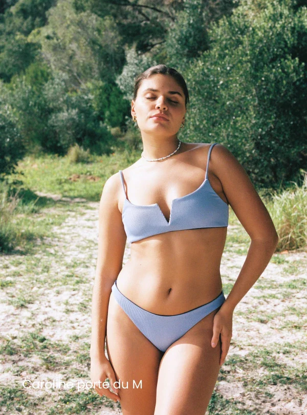 Bas de maillot de bain tanga réversible violet et bleu marine - Image 6