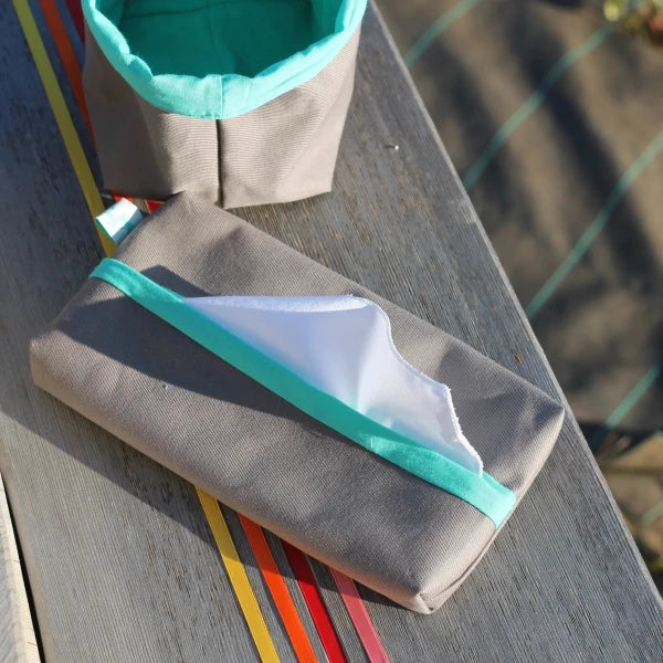 Ensemble boîte et panier à mouchoirs lavables en coton bio - Image 5