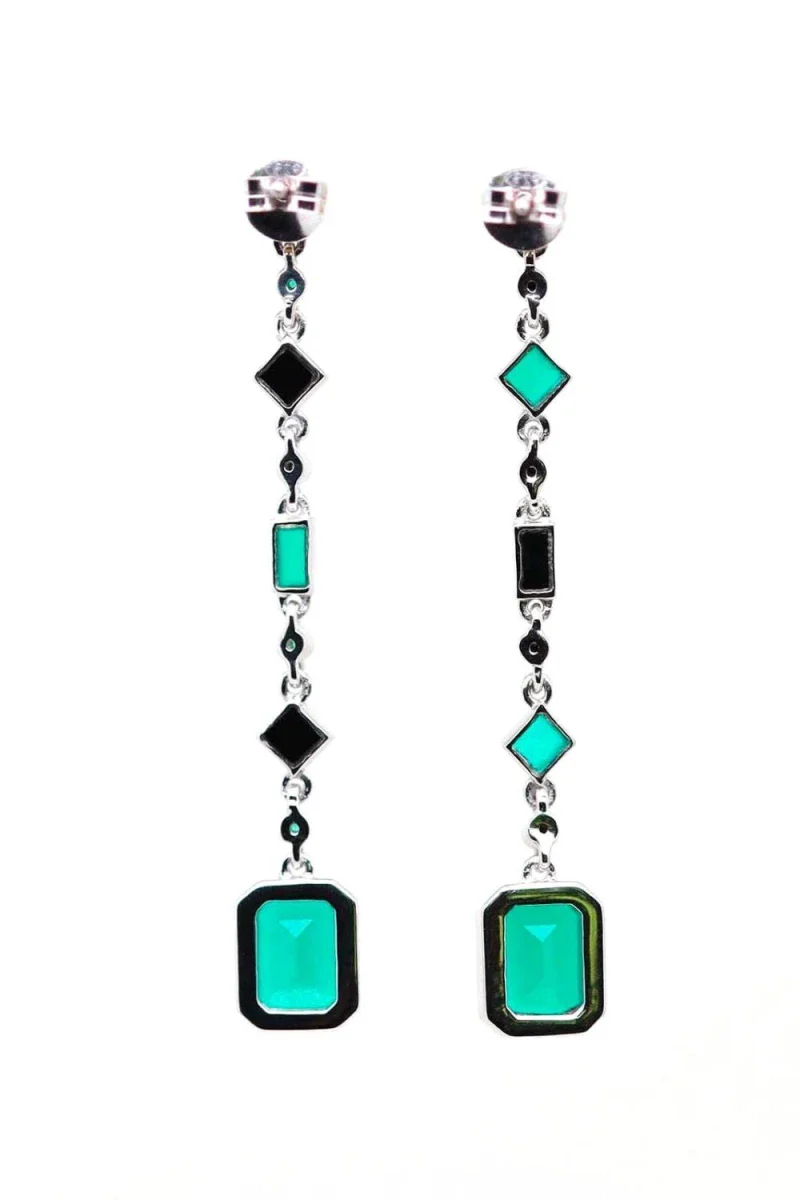 Boucles d'oreilles argentées et onyx - Célestine - Image 5