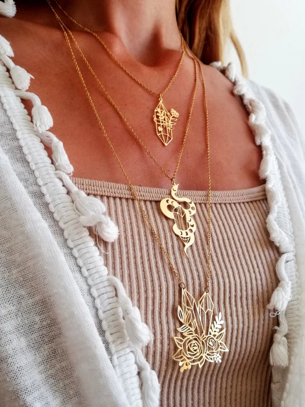 Collier doré cristal fleur - Joie & Gratitude - Image 4