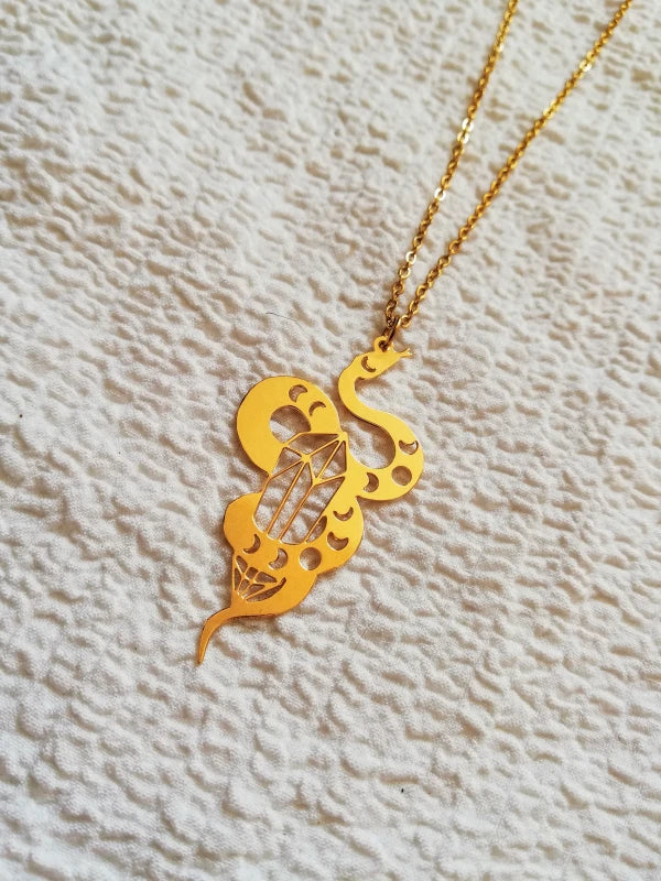 Collier doré serpent cristal - Déesse créative - Image 3