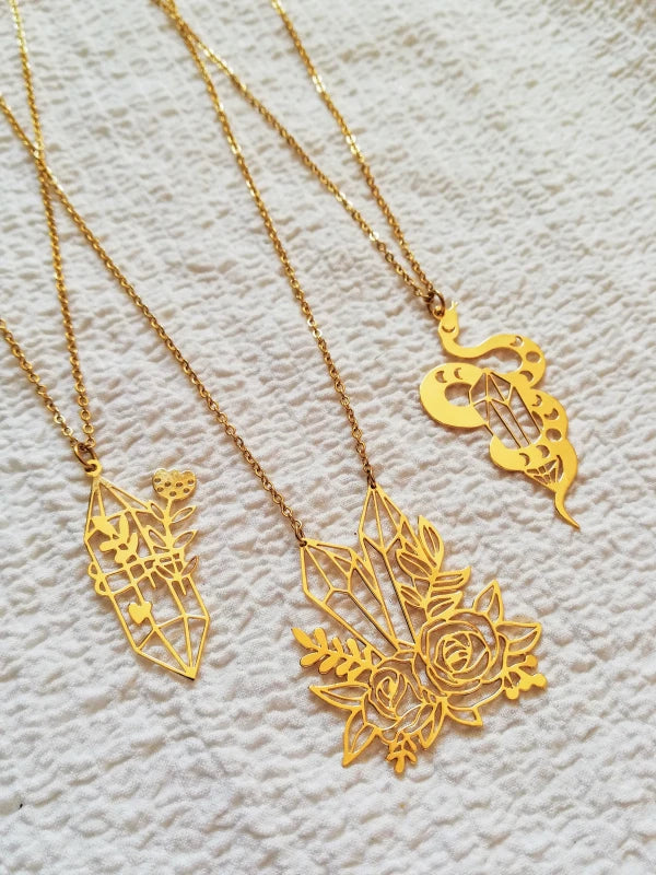 Collier doré serpent cristal - Déesse créative - Image 5