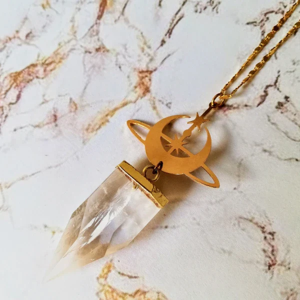 Collier dorée en cristal de roche - Confiance - Image 5