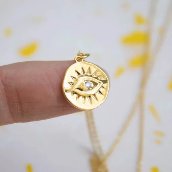 Collier dorée oeil - Regard en or - Image 3