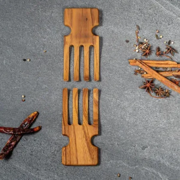 Couverts a salade en bois de Tek - Image 5