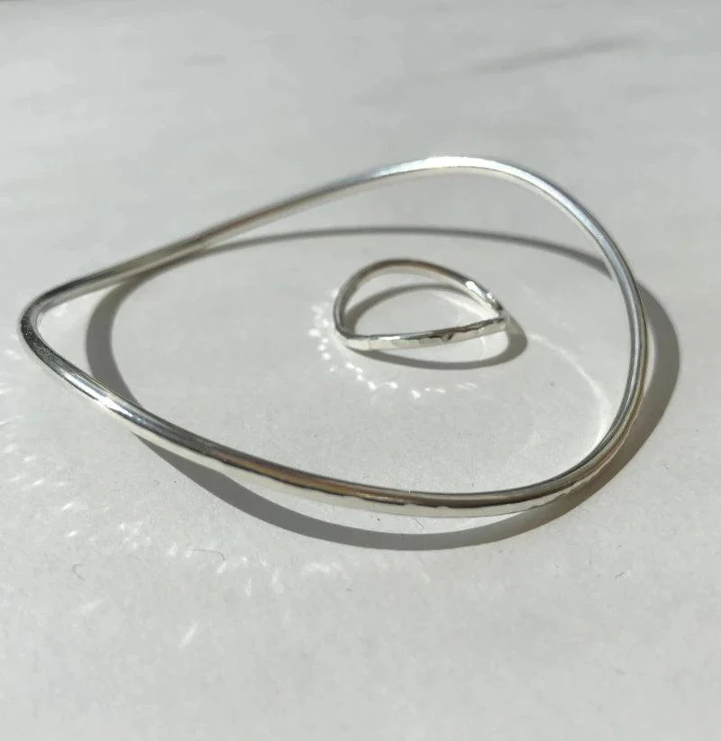 Bracelet jonc en argent massif minimaliste - Ola - Image 6