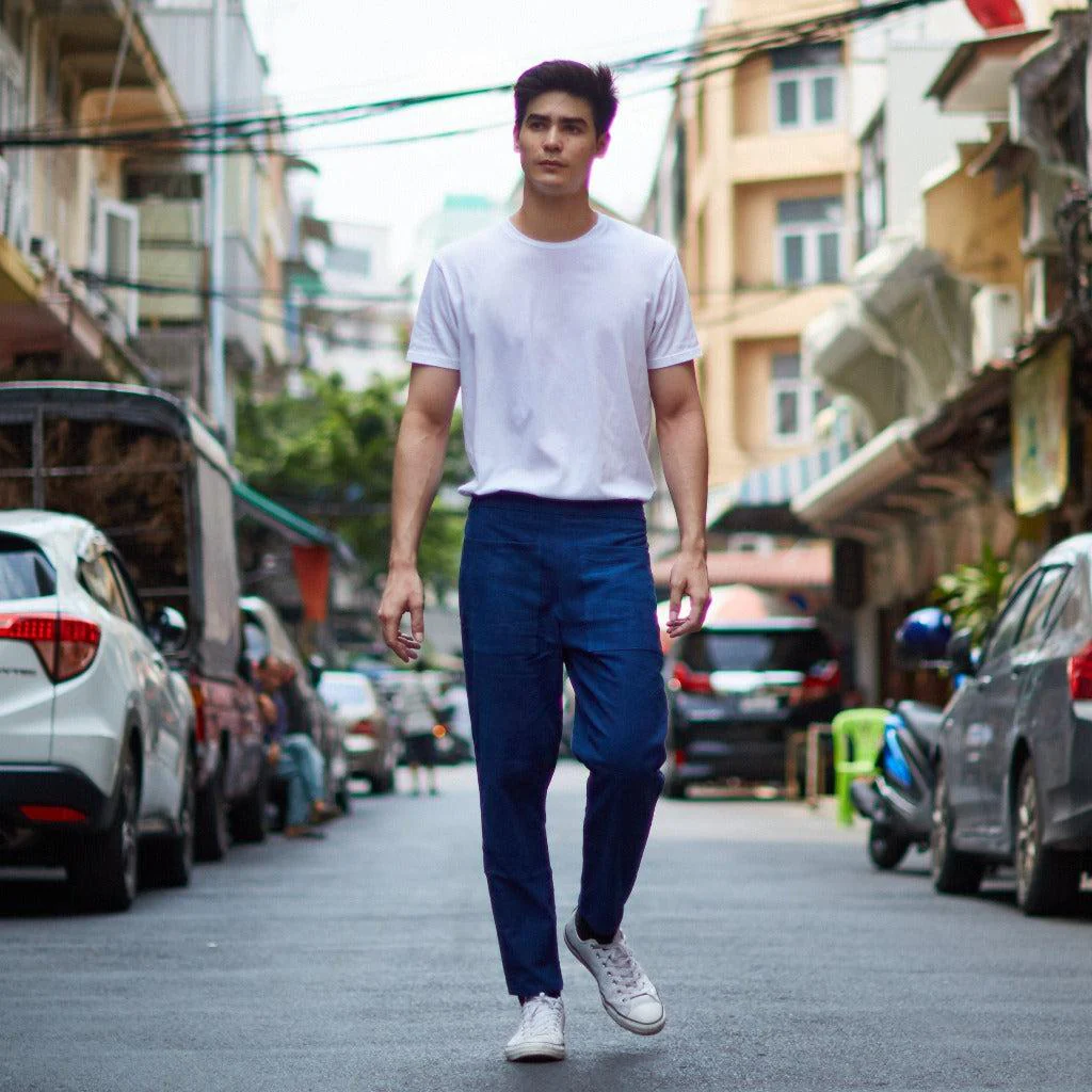 Pantalon bleu Homme fabriqué à la main - Image 3