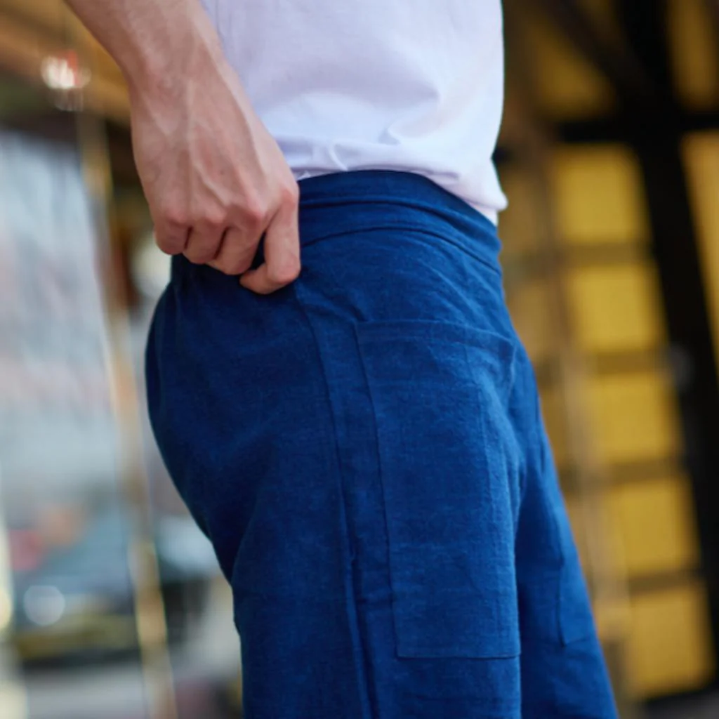 Pantalon bleu Homme fabriqué à la main - Image 4