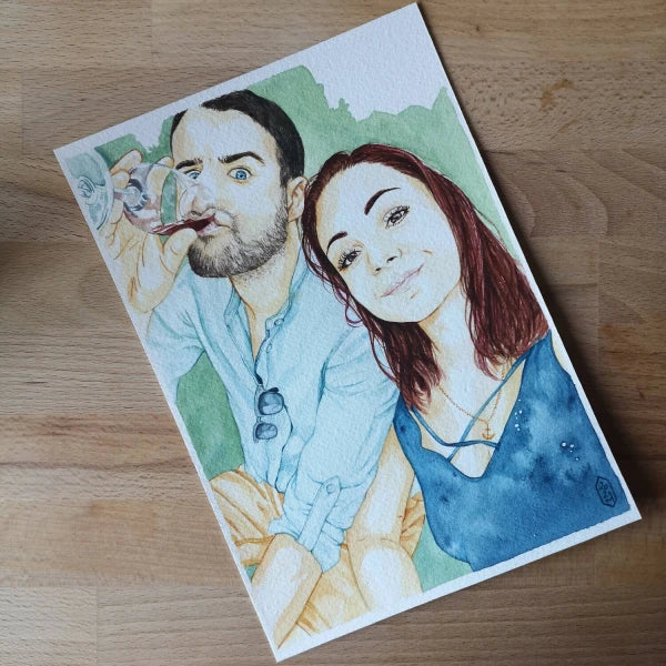 Portrait Création à l'aquarelle - réalisation unique sur mesure - Image 4