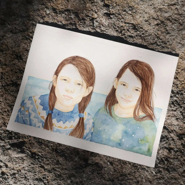 Portrait Création à l'aquarelle - réalisation unique sur mesure - Image 6