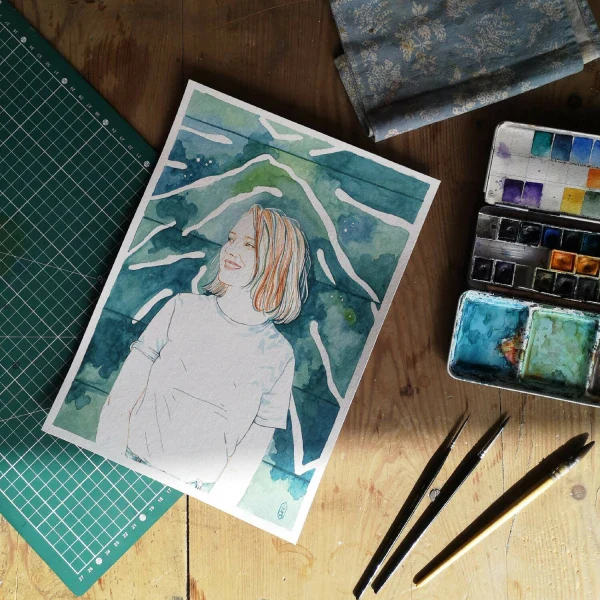 Portrait Création à l'aquarelle - réalisation unique sur mesure - Image 7