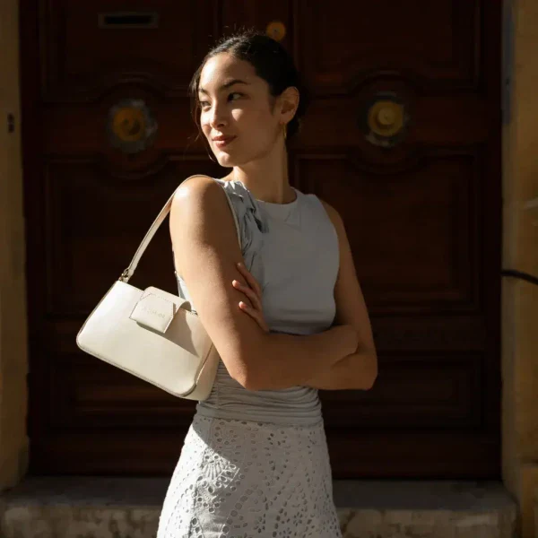 Sac baguette en cuir végan Carmen I Blanc - Image 22