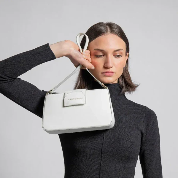 Sac baguette en cuir végan Carmen I Blanc - Image 27
