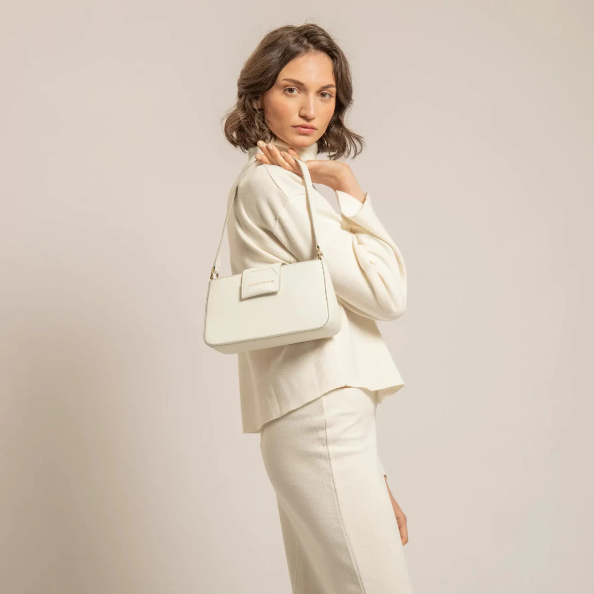 Sac baguette en cuir végan Carmen I Blanc - Image 3
