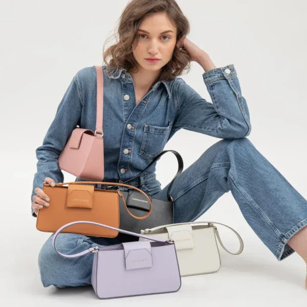 Sac baguette en cuir végan Carmen I Camel - Image 18