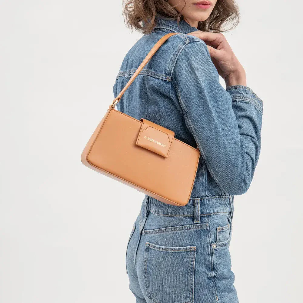 Sac baguette en cuir végan Carmen I Camel - Image 7