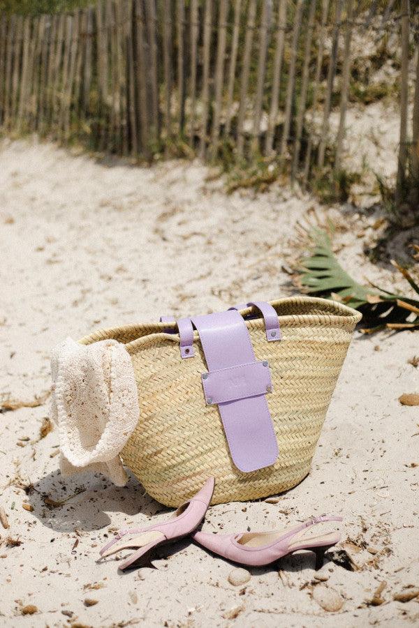 Sac effet maille beige naturelle et anse colorée I Bora Bora - Image 3