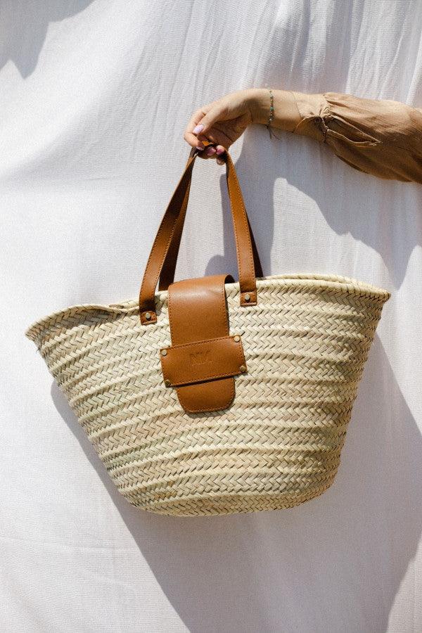 Sac effet maille beige naturelle et anse colorée I Bora Bora - Image 5