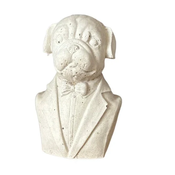 Statuette bouledogue en béton recyclé - Winston Churchien - Image 3