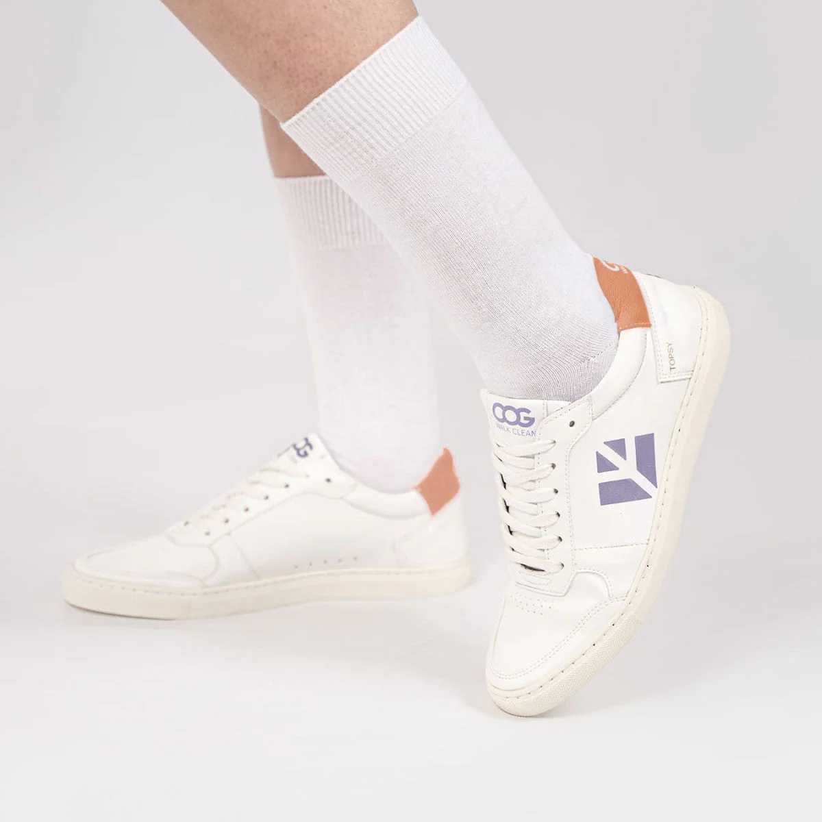Baskets véganes Blanc / Saumon / Violet unisexe - Topsy - Image 4