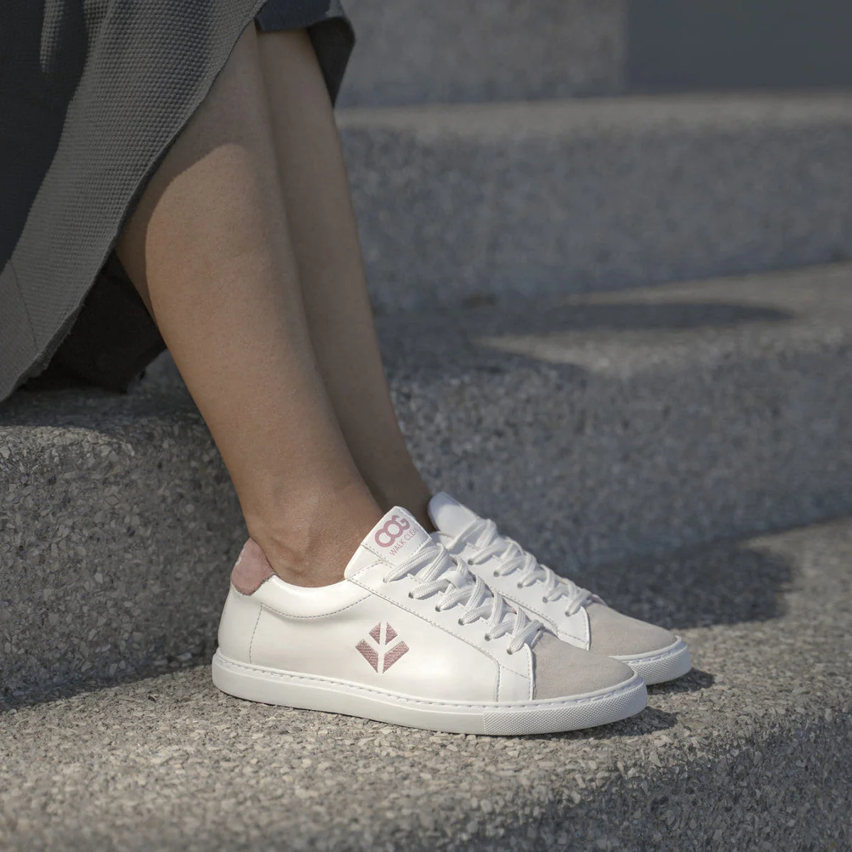 Baskets véganes de ville pour femmes Blanches et roses Winton - Image 12